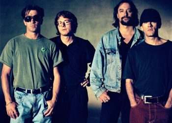 R.E.M. in 1992 (left to right): Bill Berry, Mike Mills, Peter Buck, Michael Stipe